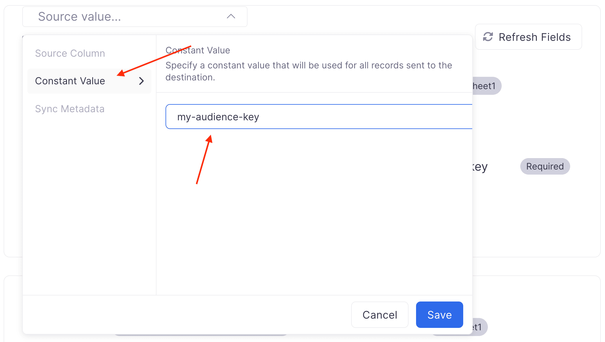 Add the audience key to your sync
